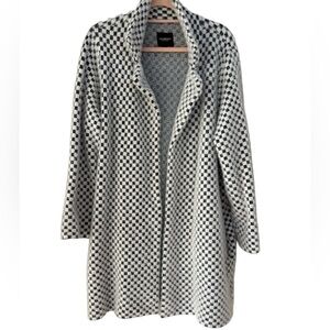 LIVERPOOL LOS ANGELOS Cream and Black Checked Sweater Coat Size XL